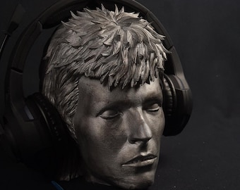 David Bowie Headphone Stand, Paintable Bust, Headset Stand, Gaming Room Decor