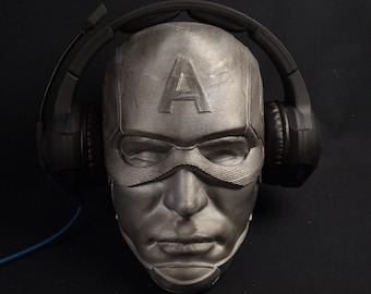 Captain America Headphone Stand, Avengers Paintable Bust, Headset Stand, Gaming Room Decor