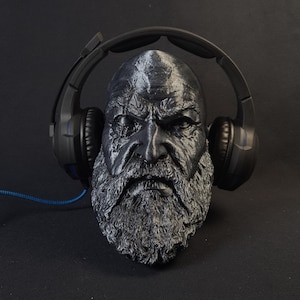 Kratos Headphone Stand, God of War Paintable Bust, Headset Stand, Gaming Room Decor