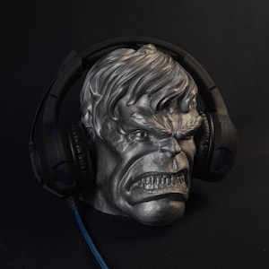 Hulk Headphone Stand, Paintable Bust, Headset Stand, Gaming Room Decor