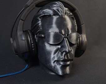 Neo Matrix Headphone Stand, Paintable Bust, Headset Stand, Gaming Room Decor