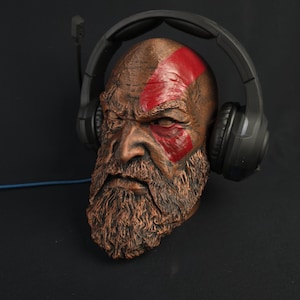 Kratos Headphone Stand, God of War Paintable Bust, Headset Stand, Gaming Room Decor