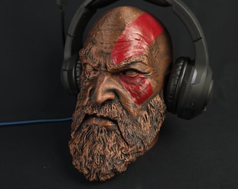 Kratos Kopfhörerständer, God of War malbar Büste, Kopfhörerständer, Gaming Raum Dekor