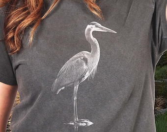 Blue Heron Bird Tee, Unisex Comfort Colors T-Shirt
