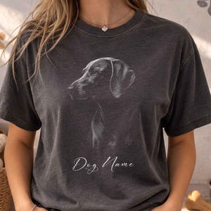 Custom Weimaraner Comfort Colors Shirt: Personalized Dog Silhouette Tee