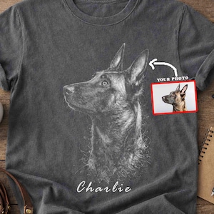 Custom Belgian Malinois Pet Portrait Shirt, Comfort Colors Dog-Cat Photo T-Shirt
