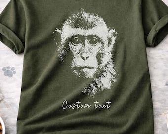 Comfort Colors Monkey Face Graphic Tee: Unisex Forest Animal Shirt
