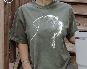 Brussels Griffon Comfort Colors Tee: Unisex Dog Silhouette Shirt