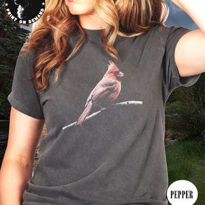 Cardinal Bird Tee, Cardinal Realistic Silhouette Unisex Comfort Colors T-Shirt | Vibrant Bird Lover Gift