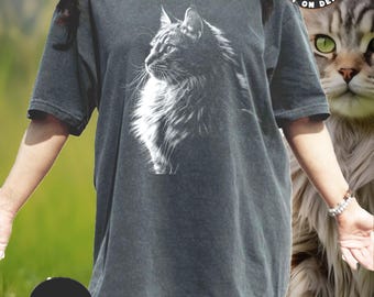 Norwegian Forest Cat T-Shirt: Realistic Silhouette Comfort Colors Tee
