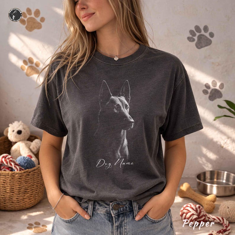 Custom Name Belgian Malinois Comfort Colors Shirt: Personalized Dog Lover Tee image 1