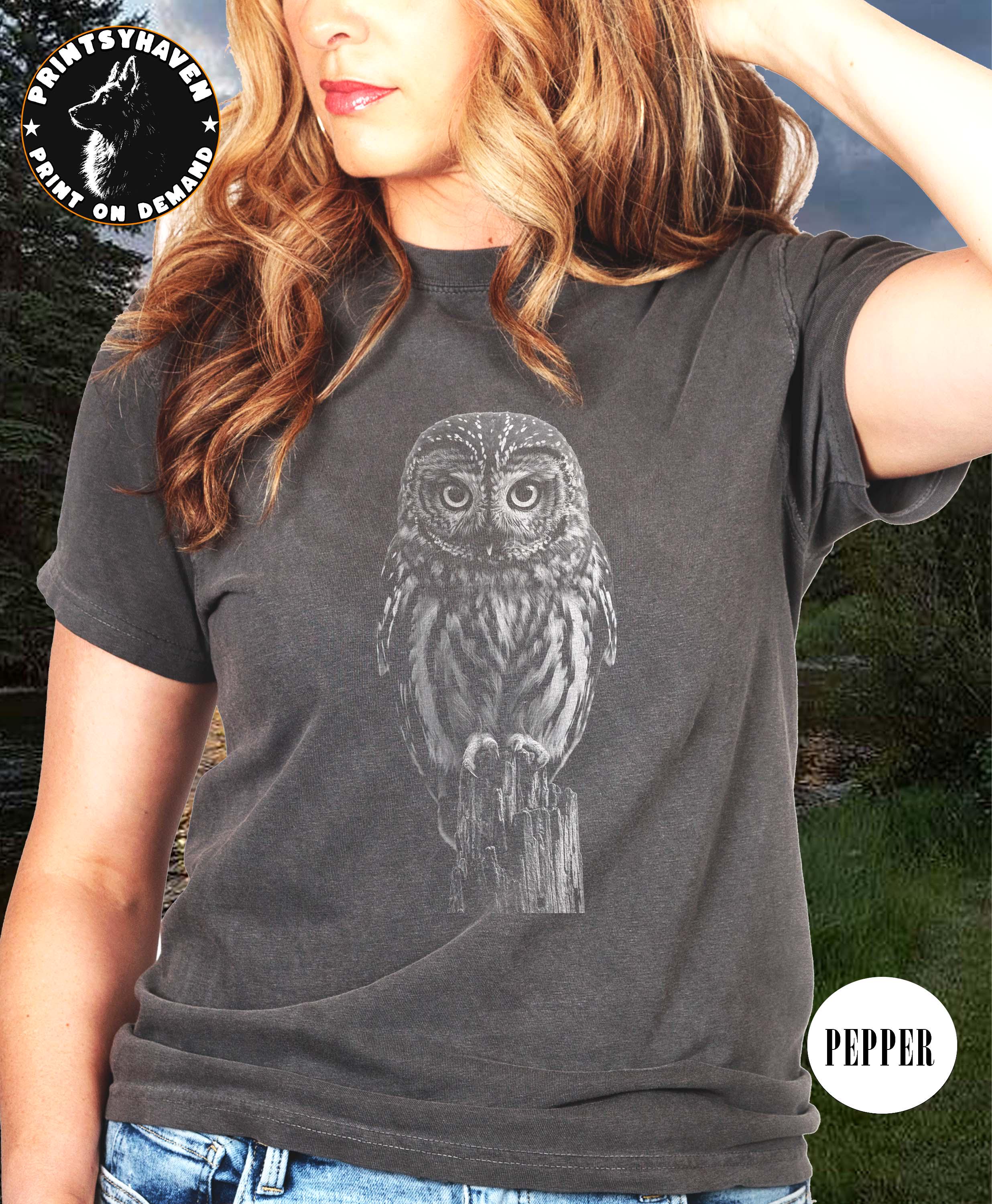 Owl Tee, Owl Realistic Silhouette Unisex Comfort Colors T-Shirt, Owl tee, Bird tee, Mysterious Bird 