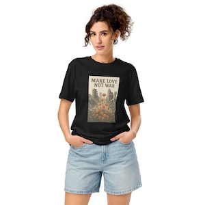 Make Love Not War Shirt – Anti War Graphic Tee, Peace Flowers Shirt, Hippie Vintage T-Shirt, Unisex Protest Shirt, Gift for Activists