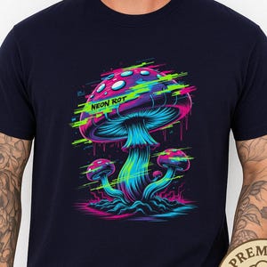 Trippy Mushroom Shirt, Glitchcore Festival Tee, Psychedelic Cyberpunk Top, Weirdcore Graphic Shirt, Alt Fashion Gift for Him, Custom Tee