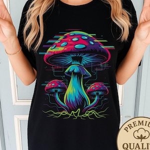 Trippy Mushroom Shirt, Weirdcore Mushroom Tee, Psychedelic Graphic Tee, Festival Rave Outfit Shirt, Cool Gift for Him, Alt Fashion Top