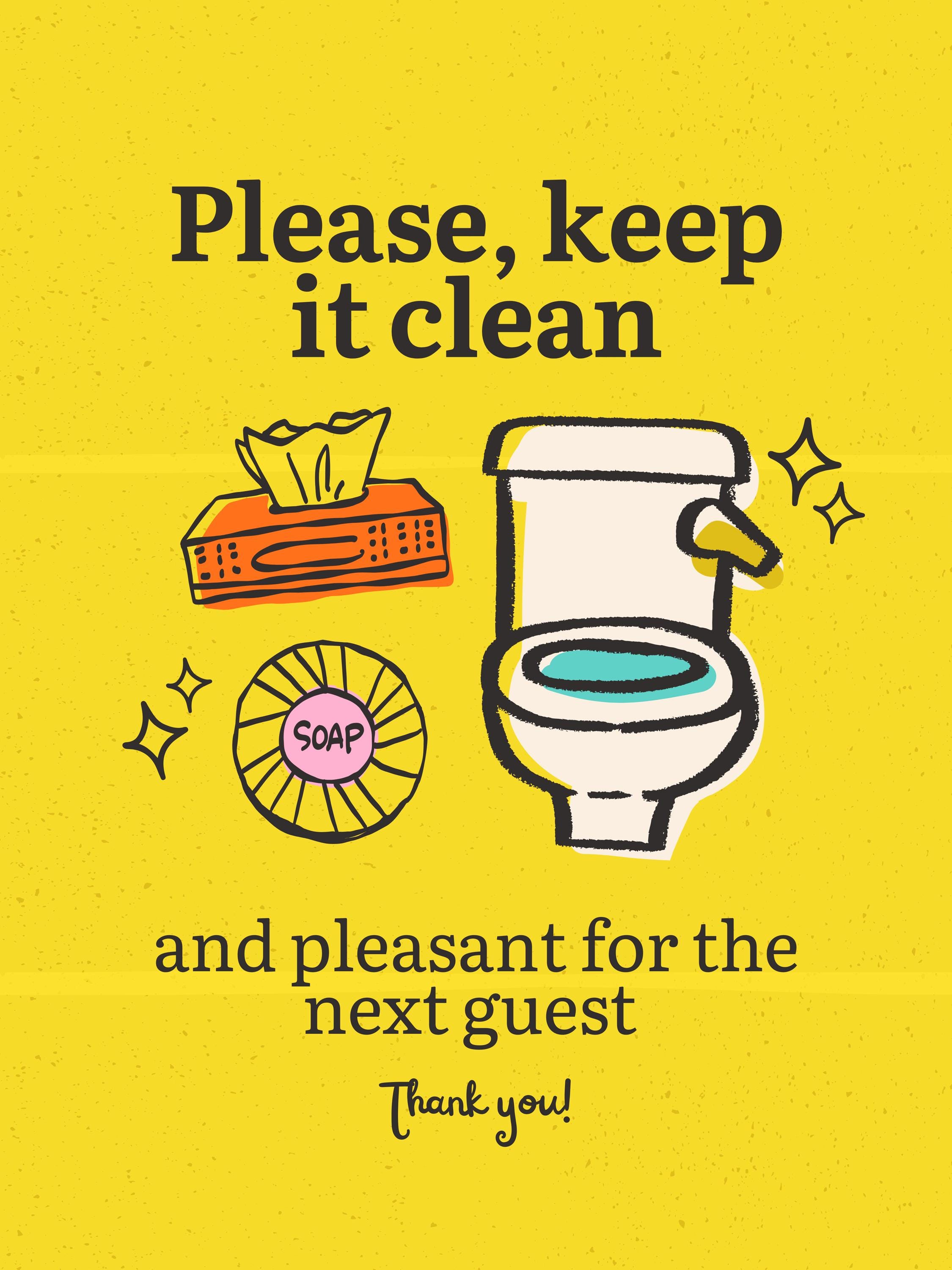 Bright & Cheery “please Keep It Clean” Printable Bathroom Sign ...