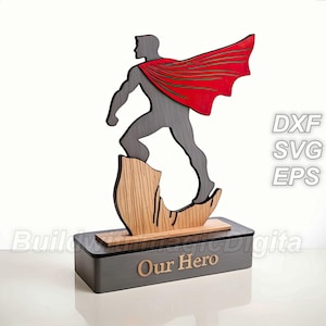 Nosso Herói - Design de Troféu Recortado a Laser | Presente de Dia dos Pais | Arquivos Digitais SVG DXF EPS
