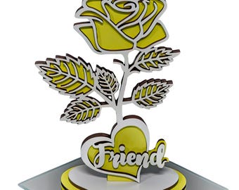 Laser Cut Wooden Rose – Best Friend Gift – Digital File SVG DXF EPS
