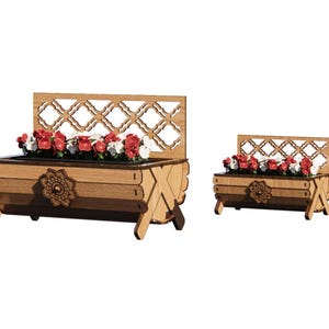 File laser per vasi succulenti, vasi per fiori, scatole piccole e grandi / file svg, eps, dxf / file di taglio per scatole per piante piccole con barile retrò