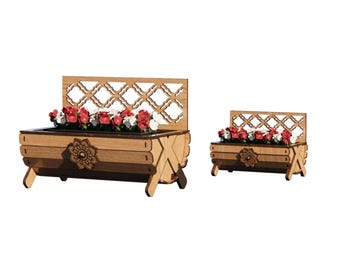 Laser files succulent pots Flower pot small and large size box / svg, eps, dxf file / Retro barrel small plant box cut files