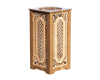 Table Lamp Laser Cut File SVG | Decorative Wooden Lamp DXF Pattern | CNC Vector File