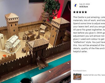 Castle Laser Cut Files SVG DXF – CNC Wooden Castle Kit with Siege Weapons, Towers, Church, and Furniture – Digital Download