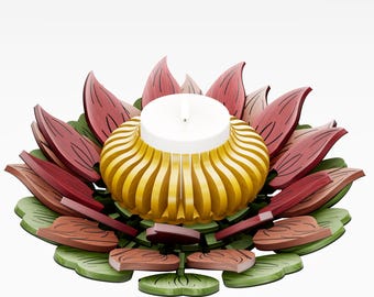 Laser cut files 3d flower led candle holder / pdf, dxf, eps, svg 3d flower / laser cut files 3d sunflower glowforge file