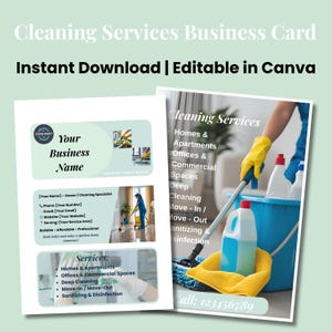 Cleaning Services Business Card,Flyer Template,2026 Calendar,Business Cards for Cleaning Companies,Template Cleaning Company Postcard,PLR