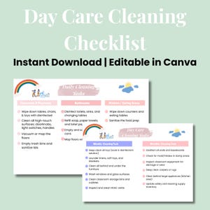 Pastel,Lavender Day Care Cleaning Checklist,Day Care Cleaning Schedule,Childcare Center Cleaning and Sanitizing,Daycare Cleaning Service,