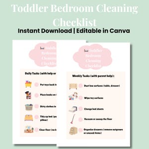 Pastel Visual Daily Toddler Bedroom Cleaning Checklist,Kids Bedroom Cleaning Checklist,Kids Clean Bedroom Checklist,Kids Room Responsibility