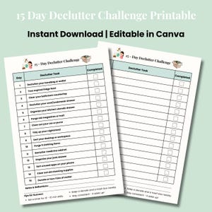 15-Day Declutter Challenge Printable,Daily Decluttering Checklist,Home Organization PDF,Minimalist Cleaning Planner,Instant Download