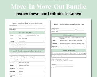 Tenant & Landlord Move In Move Out Bundle,Rental Inspection Form,Deposit Return Checklist,Security Deposit Receipt,Make Ready Checklist