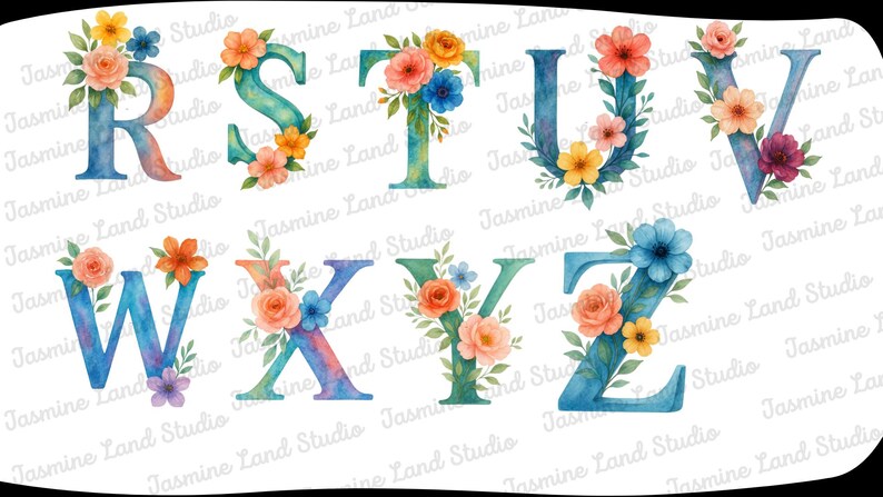 Floral Alphabet Clipart – Watercolor Letters A-Z PNG, Digital Download ...
