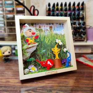 Pikmin || Olimar und die Pikmin || Dekorativer Reliefrahmen / Diorama / Schattenbox