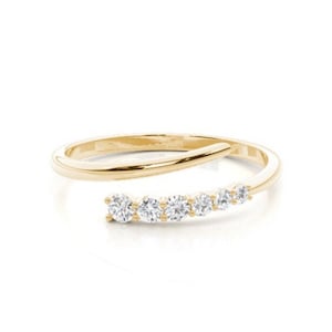 14K Solid Gold Diamond Ring, Dainty Thin Stacking Band, Minimalist Everyday Jewelry, Gift for Her, Handmade 0.20 ct Natural Stone Ring