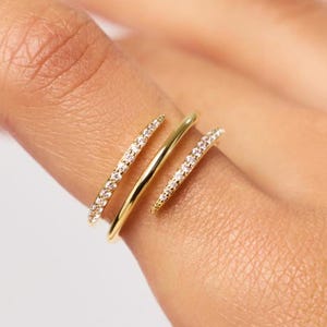 14K Solid Gold Spiral Diamond Ring, Natural 0.16ct Diamond Wrap Band, Minimalist Statement Jewelry, Dainty Gift for Her, Everyday Wear Ring