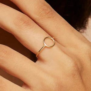14K Solid Gold Open Circle Ring, Dainty Statement Gold Ring, Everyday Ring, Stackable Ring, Tiny Gold Ring, Minimalist Jewelry, Gift for Her