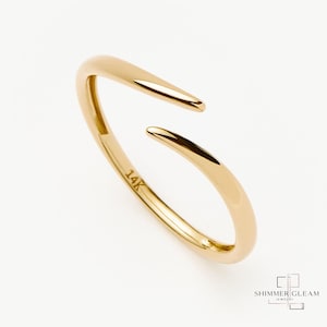 14K Solid Gold Open Wrap Ring, Adjustable Ring, Open Gold Band, Dainty Fine Jewelry, Everyday Stacking Ring, Minimalist Ring, Gift for Her