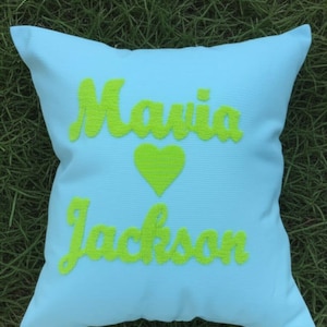 Punch Needle Pillow,  Personalized crochet Embroidered writing name Cushion, Punch Needle Pillow Case,  Handmade gifts