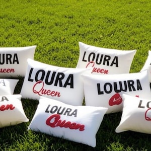 Personalized Punch Needle Pillow, Crochet embroidered personalized writing cushion, Punch Needle Pillow Case, Personalized Gift