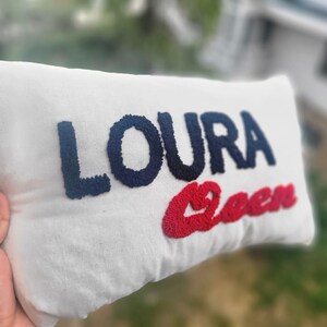 Punch Needle Pillow, personelized Crochet embroidered personalized writing cushion, Punch Needle Pillow Case, Personalized Gift, Handmade