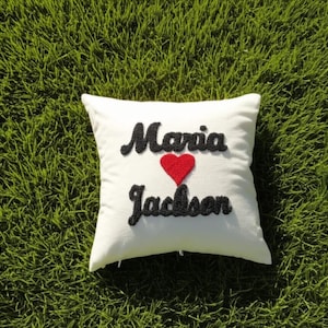 custom made Punch Needle Pillow,  Personalized crochet Embroidered writing Cushion, Punch Needle Pillow Case,  Handmade gifts