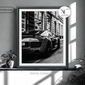 Designer car print black and white vintage car poster luxury fashion store wall art hypebeast decor vintage photo digital download printable