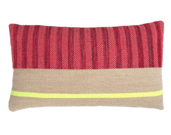 Red & Neon Hand Woven Decorative Pillow