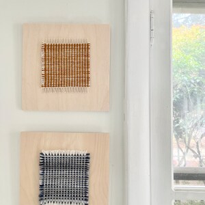 Wooden mounted woven wall art Blue/Gray image 3