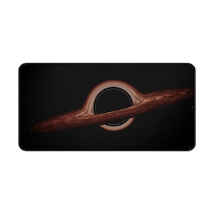 Black Hole Mousepad & XL Desk Mat, Interstellar Space Gaming Pad, Sci-Fi Office Decor for Programmer, High Res Galaxy Art, Tech Setup