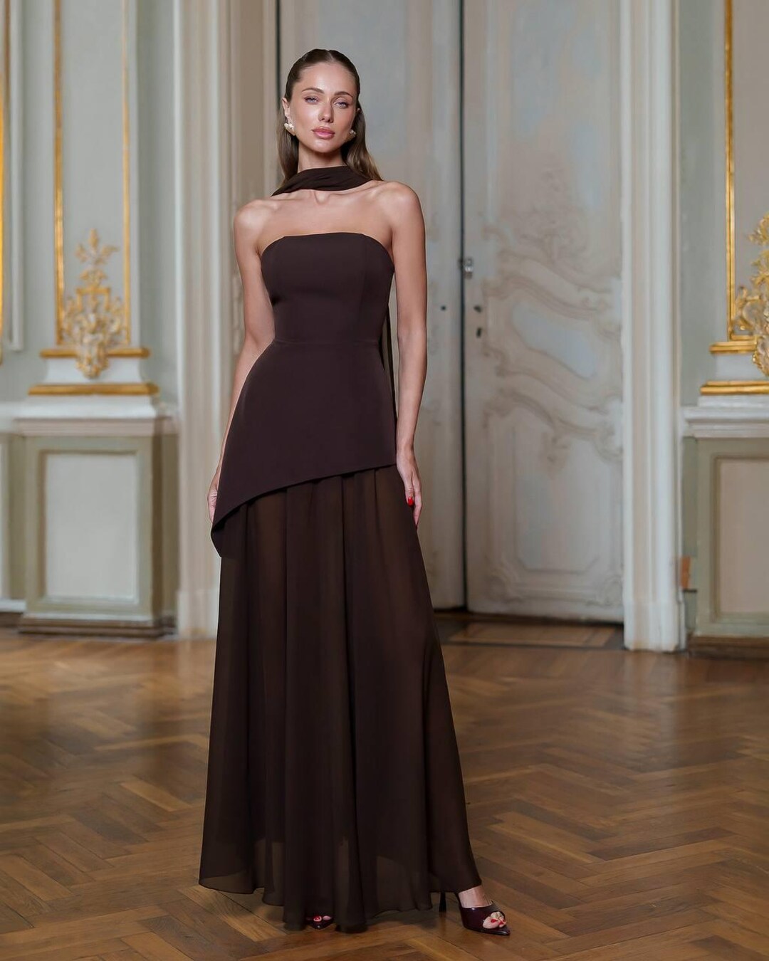 gracia fashion dresses GRACIA-Low high front lace full sleeve dress – Tallulah Boutique PR Size:EU37 Lucy Modest Bridesmaid Dress, 5% Spandex