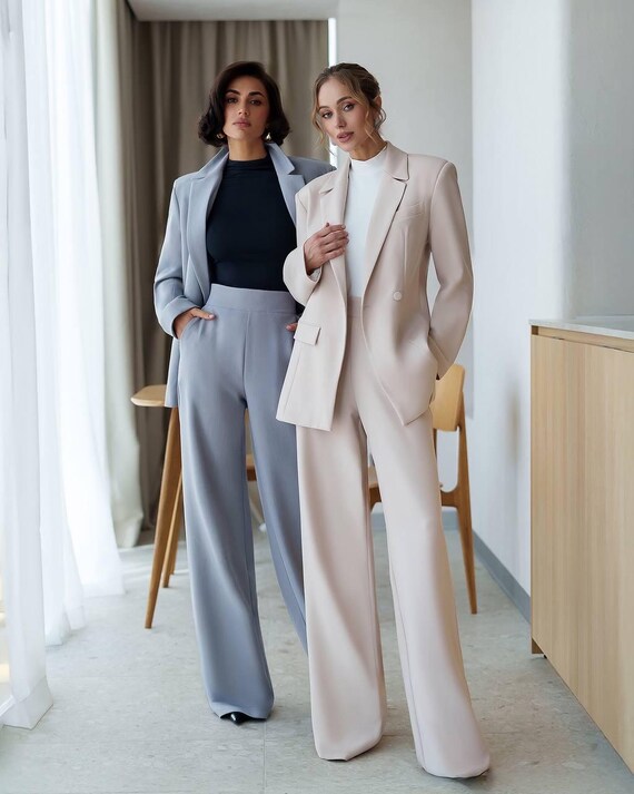 Traje De Chaqueta Y Pantalón Para Mujer | Ajustado Y Casual, Perfecto Para Oficina Y Eventos