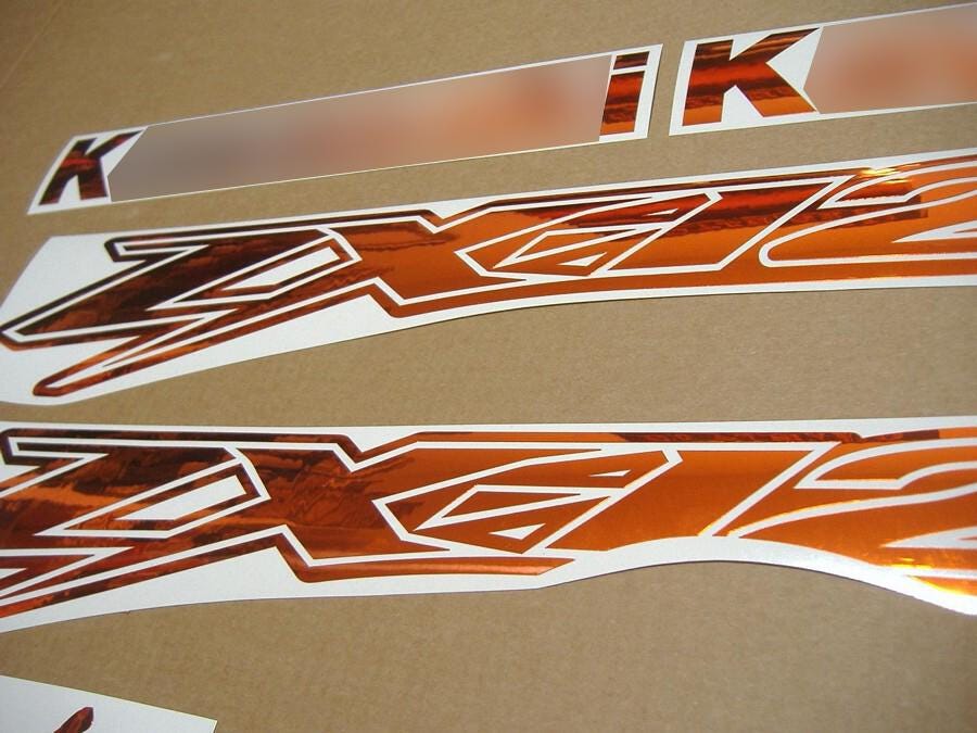 ZX12R Ninja Custom Chrome Mirror Red Orange Decals Stickers Set