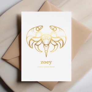 Biglietto d'auguri personalizzato con il segno zodiacale del Cancro - Cuore tenero del Cancro, biglietto d'auguri personalizzato con l'oro, biglietto con nome personalizzato, biglietto d'auguri personalizzato con il nome, regalo celeste